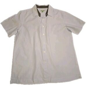 Cariloha Men's XL Gray Button Up Shirt Bamboo Cotton Blend Casual Short Sleeve